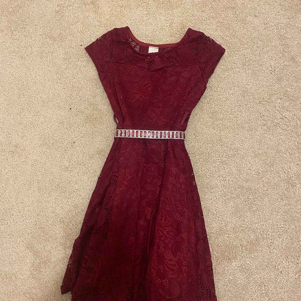 Just Kids USA Size 8 Red Formal Dress with Belt